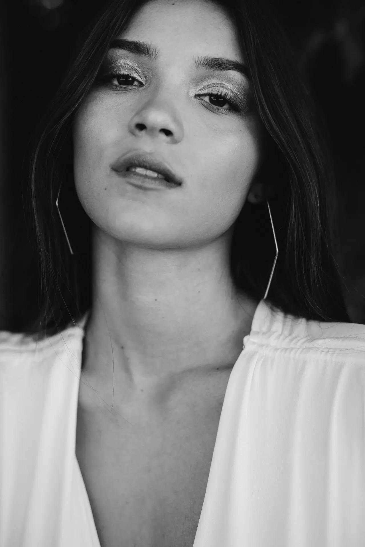 Close-up portrait · black and white