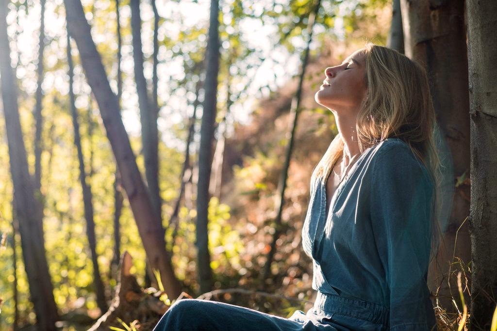 Outdoor portrait · sunlit forest
